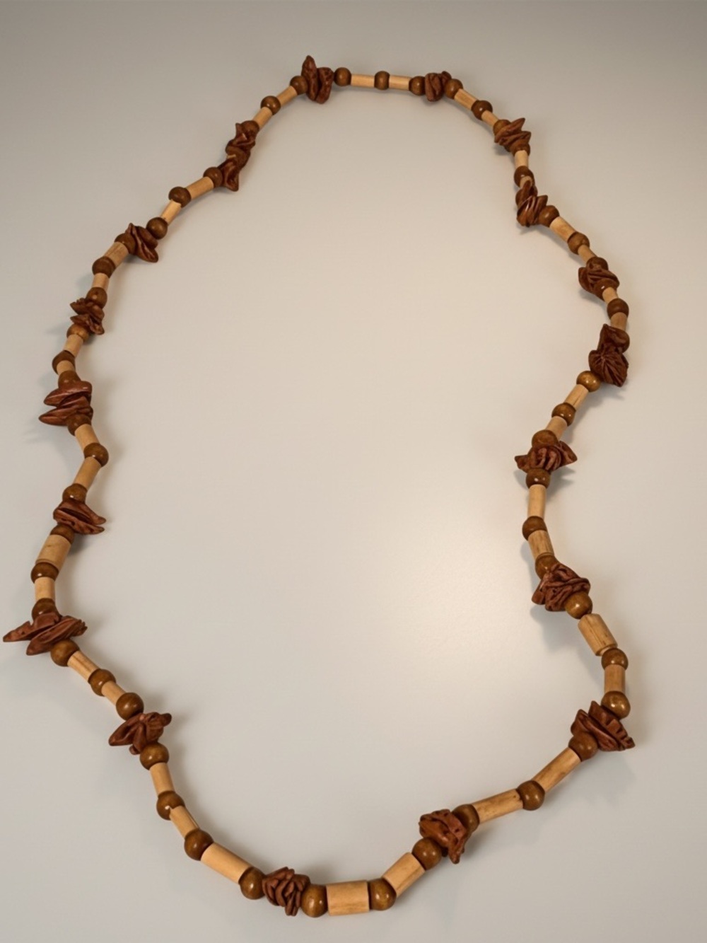 Natural Brown Wood Bead Necklace - Women Jewelry